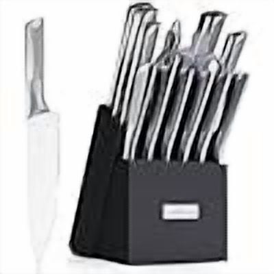 Kitchen Knife Set, LapEasy 15 Piece Knife Sets with Block Chef Knife Stainless Steel Hollow Handle Cutlery with Manual Sharpener