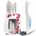 thumbnail image 1 of Kitchen Knife Set,White Flower 6PC Stainless Steel Sharp Chef Knife Set with Acrylic Stand, Cooking Non-slip Knife Set with Block, Non-stick Colorful Coating Gift for Women Girls, 1 of 7