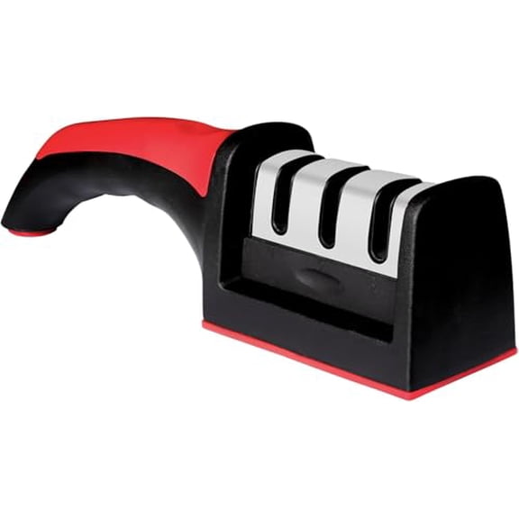Kitchen Knife Sharpener – 3 Stage Manual Knife Sharpeners for Sharpening Home and Restaurant Knives - Ceramic Stone,Tungsten Carbide Plates Knife Sharpener Tool