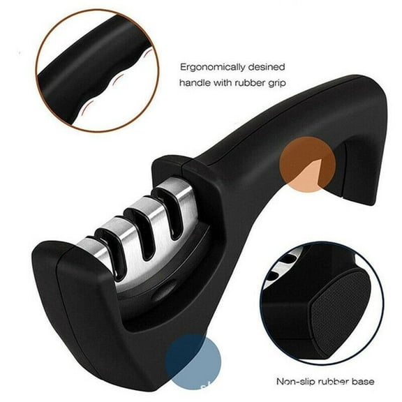 Kitchen Knife Sharpener for Straight Knives,Stainless Steel-for Blunt Knives Resharpening and for Every Day Fine Touch-Up Use