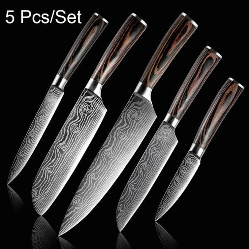 XITUO Steak Knife Set Damascus Pattern Stainless Steel Serrated Knife Beef  Cleaver Multipurpose Restaurant Cutlery Table Knife