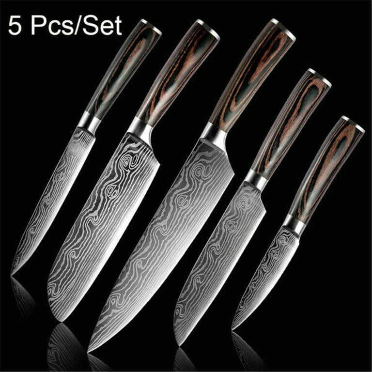 High Quality 3 Piece Professional Kitchen Knives Set - Cleaver Knife,  Santoku & Utility