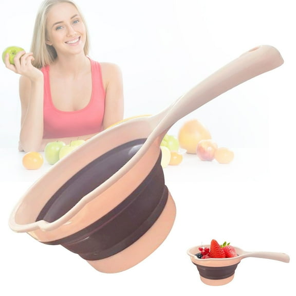 Kitchen Knives 1Pcs Folding Spoon Container Bath Handle Bailer Cups Fillers Holder Kitchen Water Funnel Bidet Smores Rinse Folding Bowl Foldable Tabo Laddle Kitchen Thickened Plastic Water Spoon,Pink