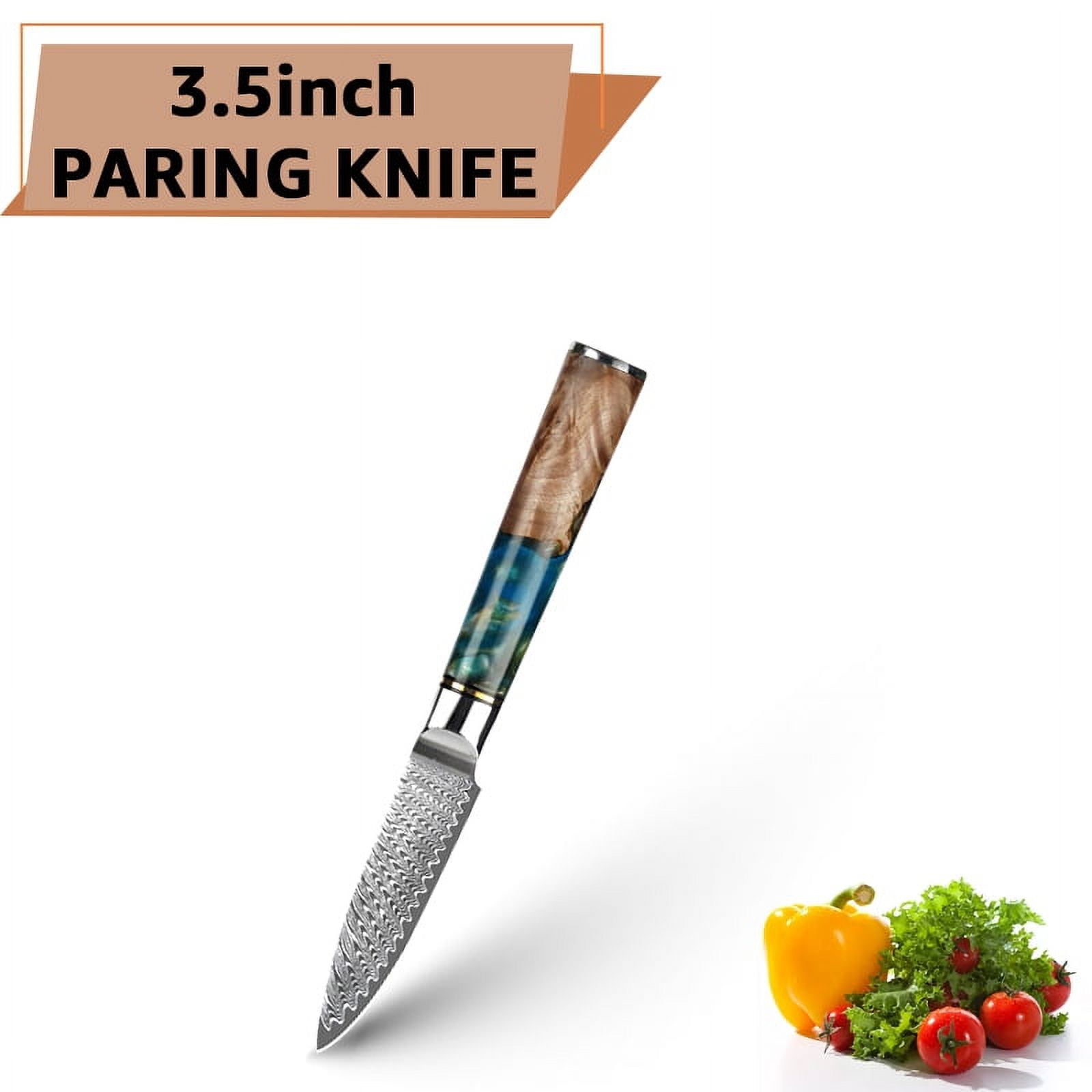 Kitchen Knives German Stainless Steel Damascus Chef Knife Sharp Cleaver Steak Santoku Utility Knifes with Unique Resin Ergonomic Handle with Giftbox
