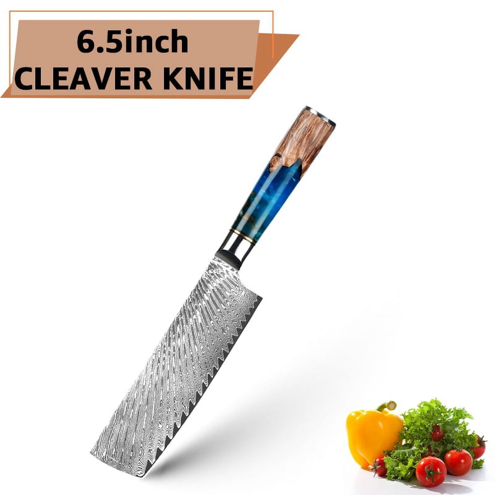 Kitchen Knives German Stainless Steel Damascus Chef Knife Sharp Cleaver Steak Santoku Utility Knifes with Unique Resin Ergonomic Handle with Giftbox