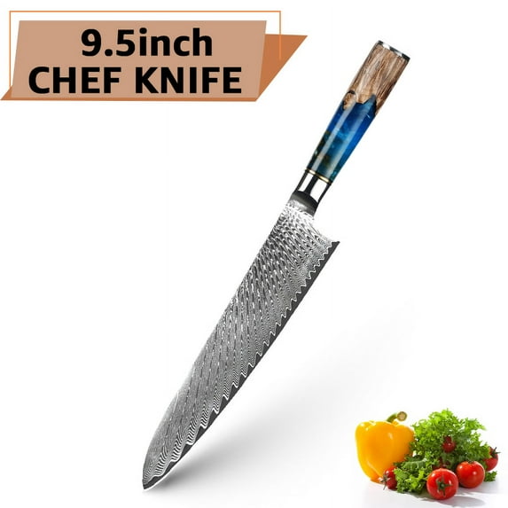 Kitchen Knives German Stainless Steel Damascus Chef Knife Sharp Cleaver Steak Santoku Utility Knifes with Unique Resin Ergonomic Handle with Giftbox