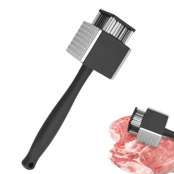 Kitchen Knives Meat Hammer Meat Pounding Tool Stainless Tenderizing Beef Pork And Poultry | Doubles Heads Meat Pounder Ergonomic Non Slip Handles Heavy Duty Tools For Kitchens Preps,Black Kitchen Co