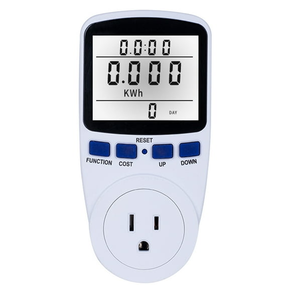 Kitchen LCD Display Electricity Usage Power Meter Socket Energy Watt Volt Amps Wattage KWH Consumption Analyzer Monitor Outlet--with Backlight AC110V~130V US Plug