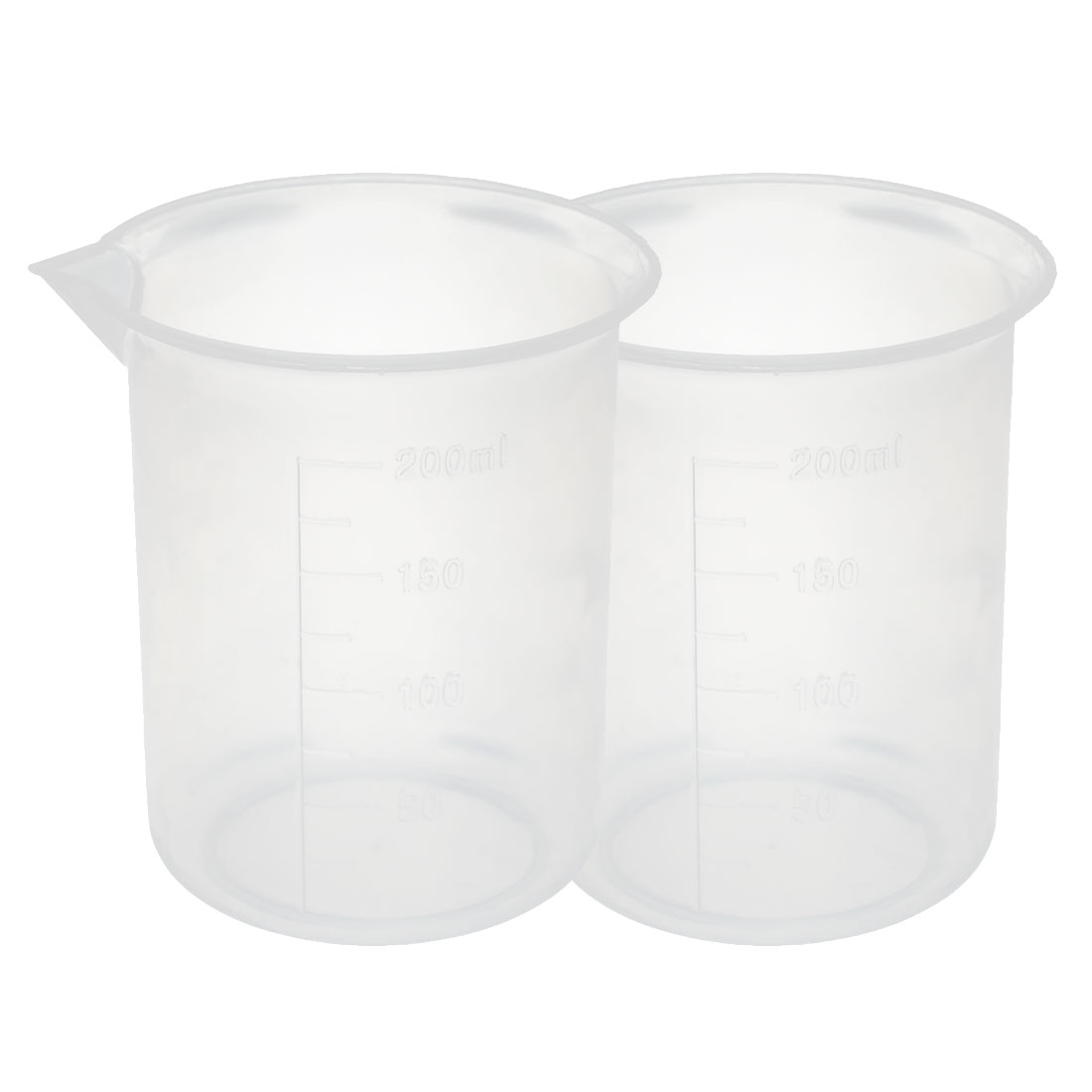 Uxcell Clear Kitchen Lab 200mL Plastic Measuring Cup Jug Pour Spout Container for measuring Flour Sugar 2 Pcs
