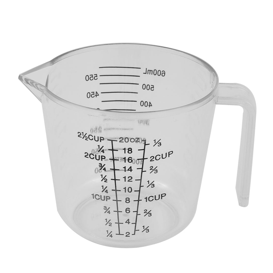 Kitchen Lab Plastic Graduated Scale Liquid Beaker Measuring Cup Tool Clear  600ml