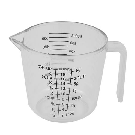 Kitchen Lab Plastic Graduated Scale Liquid Beaker Measuring Cup Tool Clear 600ml