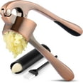 thumbnail image 1 of Kitchen Large Premium Garlic Press Set - Bigger Bowl for Bigger Garlic - Rust Proof & Dishwasher Safe Garlic Mincer Tool - Easy-Squeeze, Easy-Clean Silicone Garlic Peeler & Brush (Copper), 1 of 16