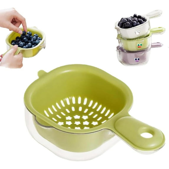 Kitchen Layer Draining Rack With Handle Double Drain Fruit Washing Strainer Bowl Mini Berry Tomato Washer