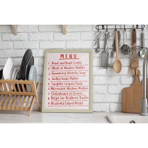 Kitchen Life Rules Poster, Typography Wall Art, Unframed Paper Poster 8x10in