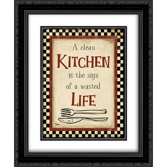 Kitchen Life Vert 2x Matted 20x24 Black Ornate Framed Art Print by Stimson, Diane