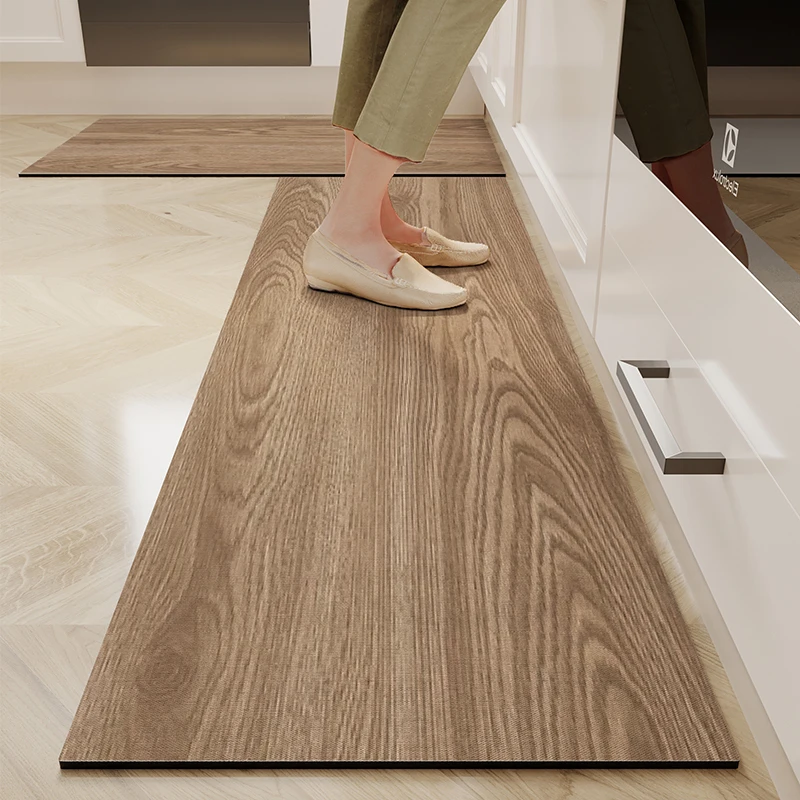 Kitchen Long PVC Floor Mat Waterproof Carpet Oilproof Leather Foot
