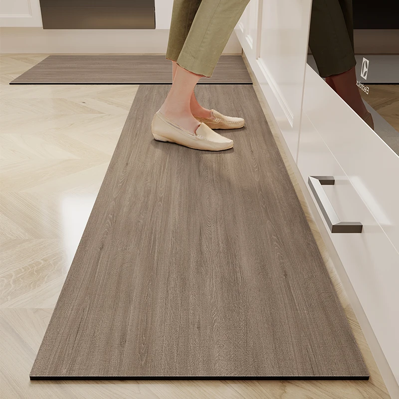 Kitchen Long PVC Floor Mat Waterproof Carpet Oilproof Leather Foot