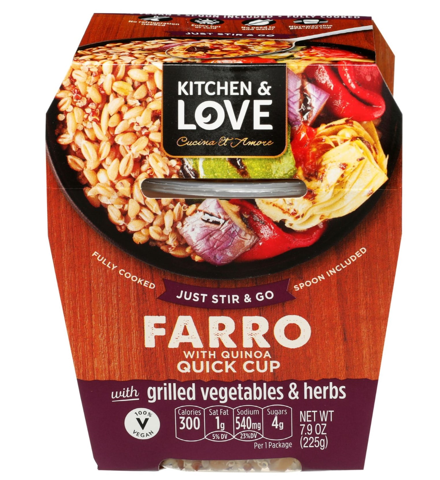 Kitchen & Love - Farro Quick Meal Grilled Vegetables & Herbs -7.9oz