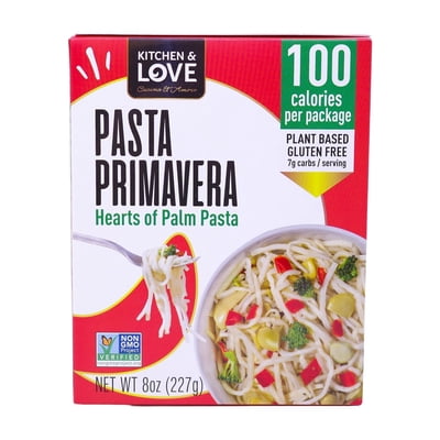 Kitchen & Love - Hearts of Palm Pasta Primavera , 8oz Plant Based, Non GMO, Gluten Free Pasta Alternative, Vegan, Easy to Prepare, Quick