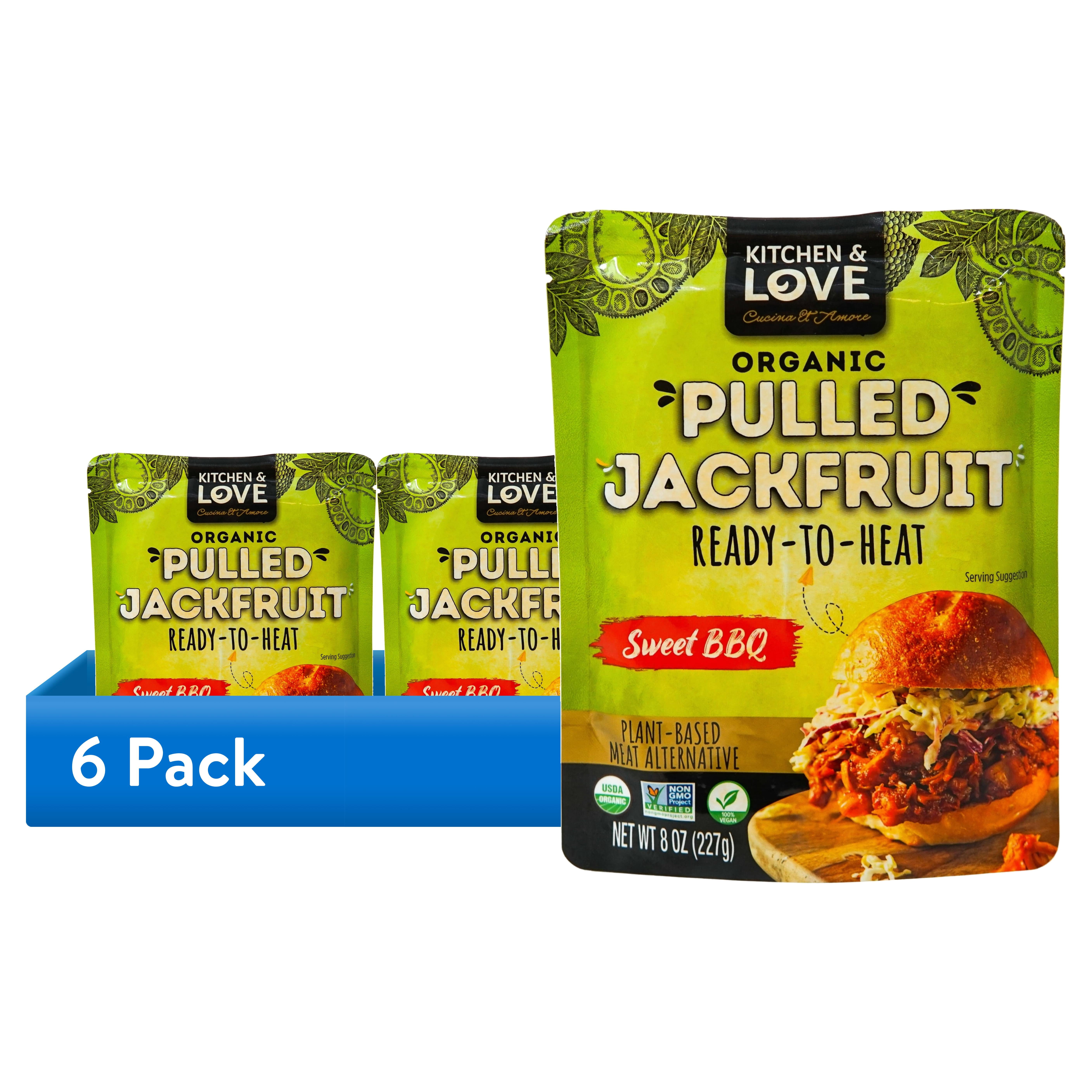 (6 pack) Kitchen & Love's Organic Pulled Jackfruit - Sweet BBQ - 8oz