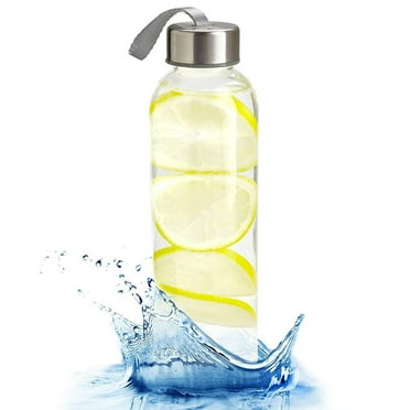 Kitchen Lux Store Glass Water Bottle BPA-Free Glass Drinking Bottles with Lids and Sleeves, 18 Oz