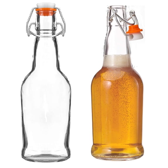 Kitchen Lux Swing Top Glass Bottle Empty Bottles for Drinks, Kombucha, Wine, Beer and More, 16 Oz 2 Pieces