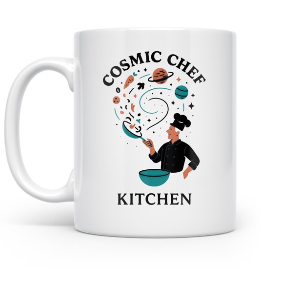 Kitchen Magic 11 oz Coffee Mug - Cosmic Chef Design White Ceramic Gift