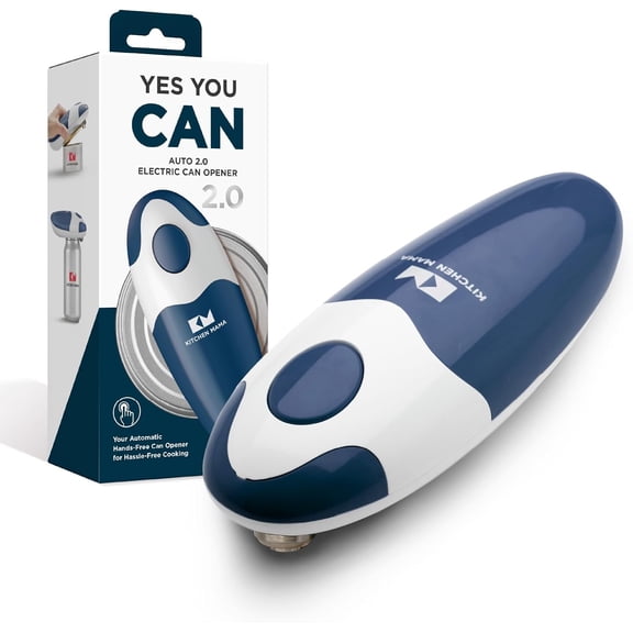 Kitchen Mama Auto 2.0 Electric Can Opener: Safe, Smooth Edge, Battery Operated (Navy Blue)