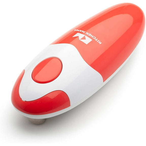 Kitchen Mama Electric Can Opener: Open Your Cans with A Simple Push of Button - No Sharp Edge, Food-Safe and Battery Operated Handheld Can Opener(Red)