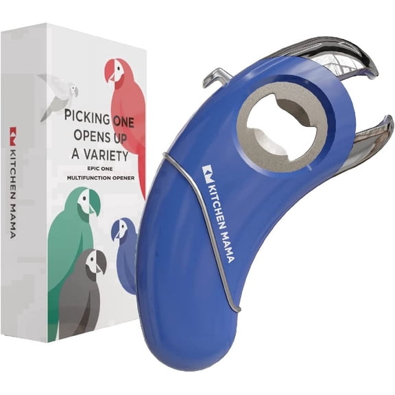 Kitchen Mama Epic One Magnetic Multifunction Opener: Beer, Soda Can, Pull Tab, Jar Opener (Blue)