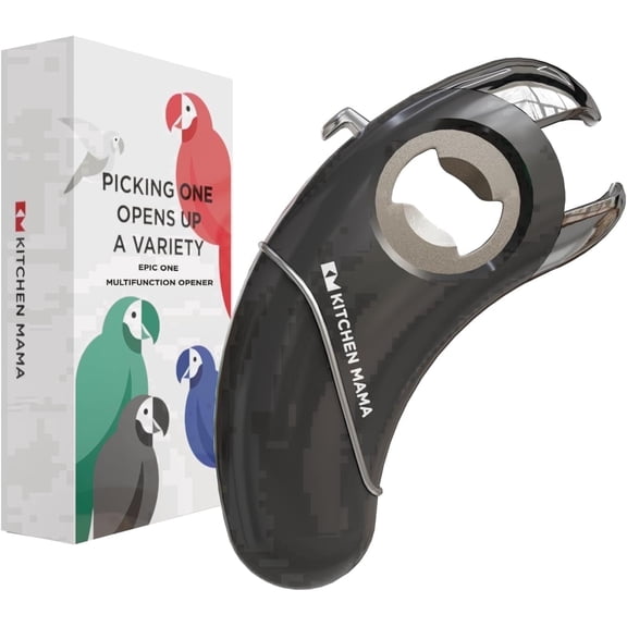 Kitchen Mama Epic One Magnetic Multifunction Opener: Beer, Soda Can, Pull Tab, Jar Opener (Metal Gray)