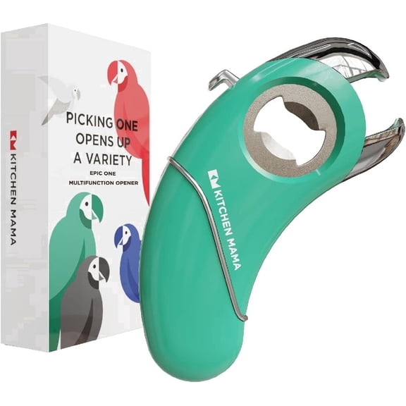 Kitchen Mama Epic One Magnetic Multifunction Opener: Beer, Soda Can, Pull Tab, Jar Opener (Teal)