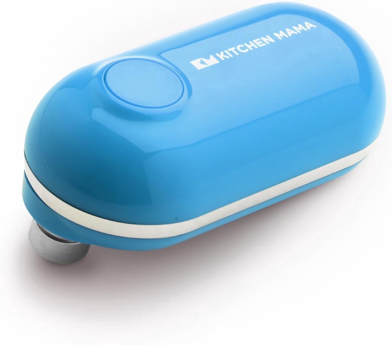 Kitchen Mama Mini Electric Can Opener: Open Your Cans with A Simple Press of Button - Automatic, Hands Free, Smooth Edge, Food-Safe, Battery Operated, YES YOU CAN (Blue)