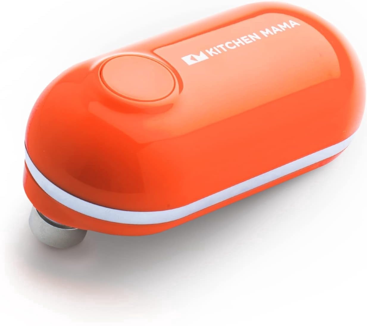 Kitchen Mama Mini Electric Can Opener: Portable, Smooth Edge, Food-Safe, Battery Operated (Orange)