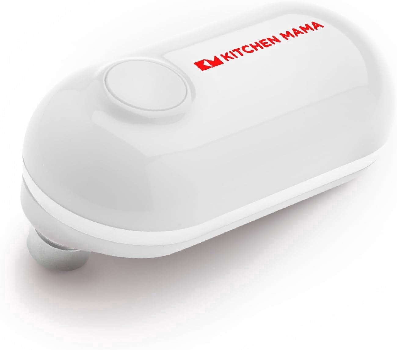 Kitchen Mama Mini Electric Can Opener: Portable, Smooth Edge, Food-Safe, Battery Operated (White)