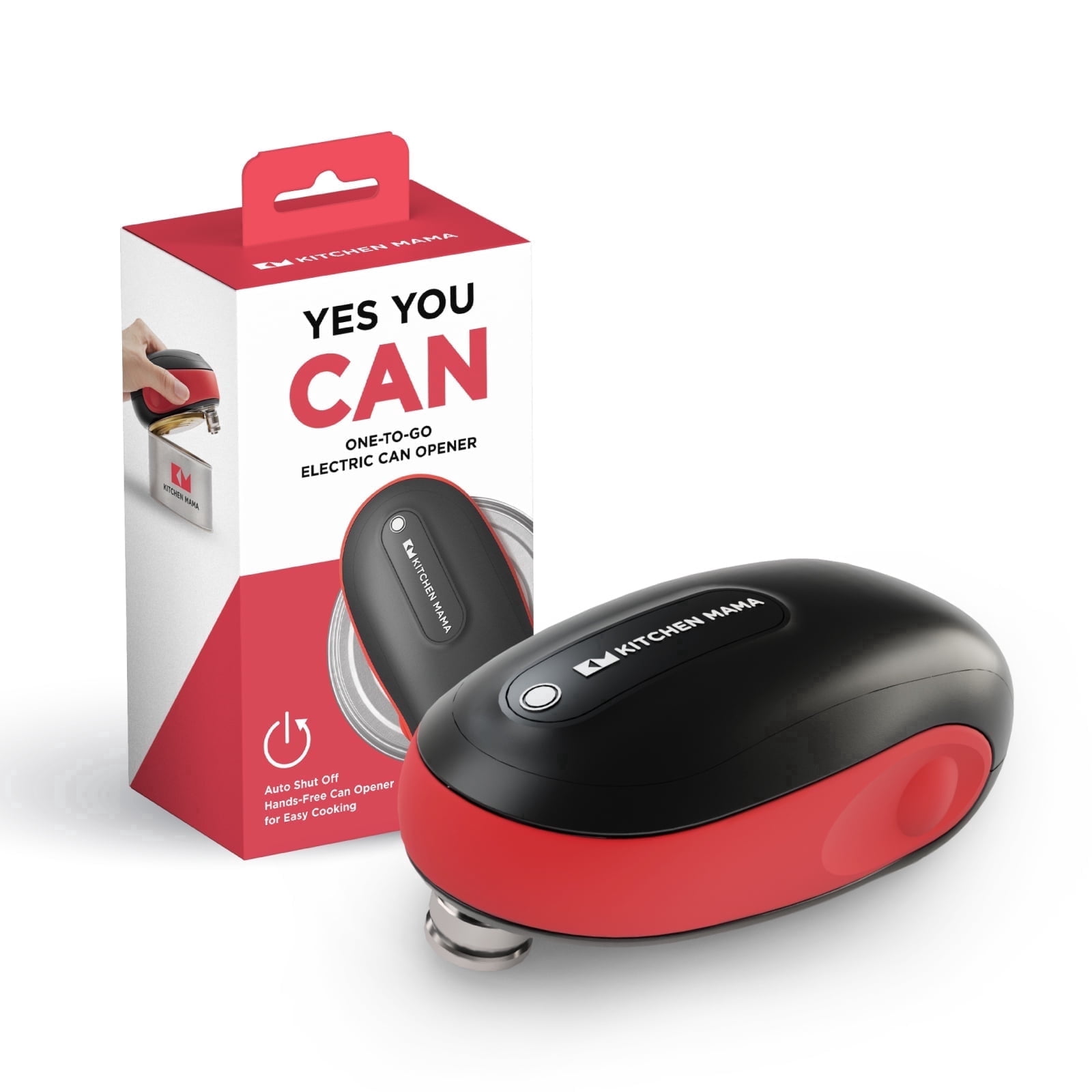 Kitchen Mama One-To-Go Electric Can Opener : Auto Stop, Smooth Edge, Battery Operated (Red)