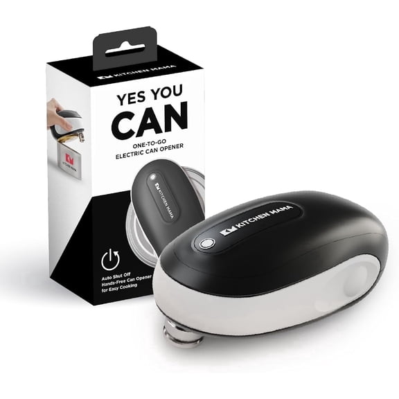 Kitchen Mama One-To-Go Electric Can Opener : Auto Stop, Smooth Edge, Battery Operated (White)
