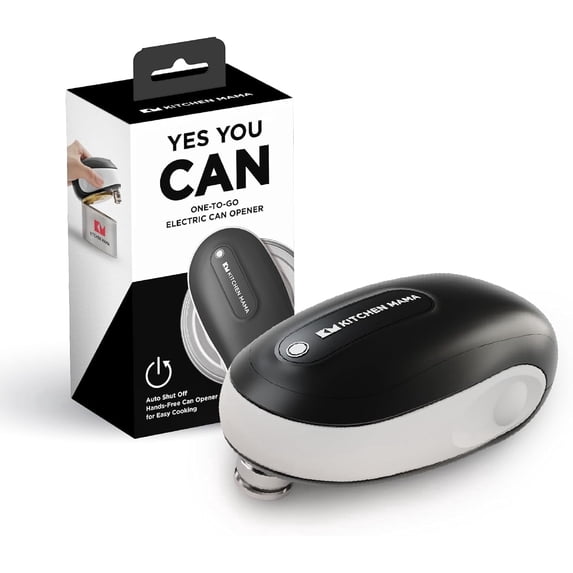 Kitchen Mama One-To-Go Electric Can Opener : Auto Stop, Smooth Edge, Battery Operated (White)