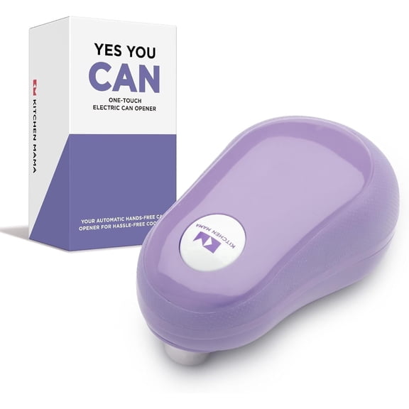 Kitchen Mama One Touch Electric Can Opener: Auto-Stop, Ergonomic, Battery Operated (Purple)