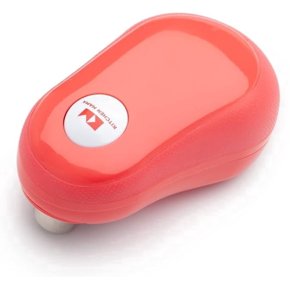 Kitchen Mama One Touch Electric Can Opener: Auto-Stop, Ergonomic, Battery Operated (Red)