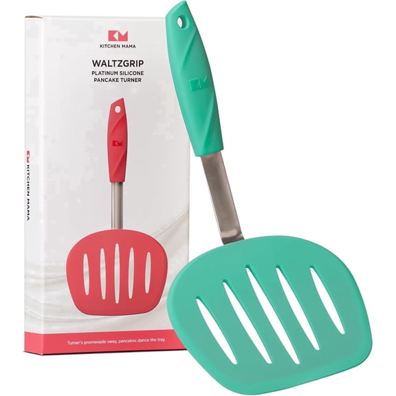 Kitchen Mama WaltzGrip Platinum Silicone Pancake Spatula Turner (Teal)