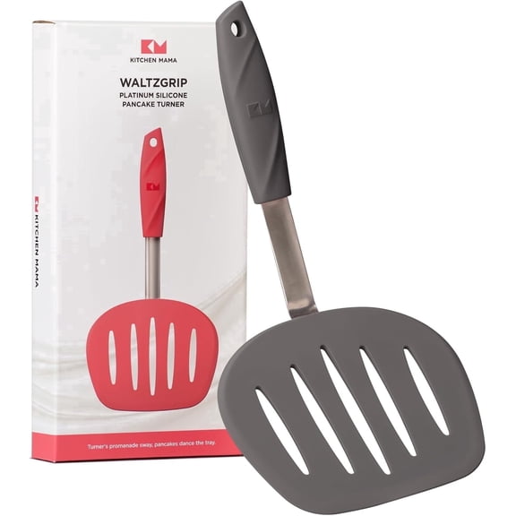Kitchen Mama WaltzGrip Platinum Silicone Pancake Spatula Turner (Red)