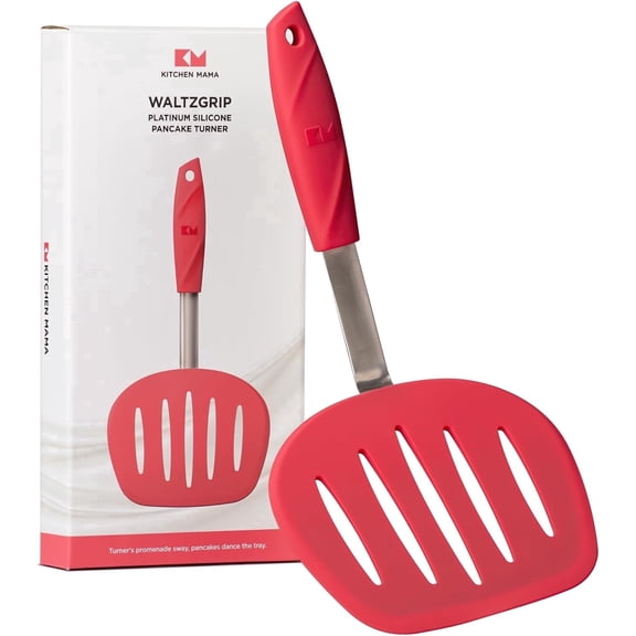 Kitchen Mama WaltzGrip Platinum Silicone Pancake Spatula Turner (Red)
