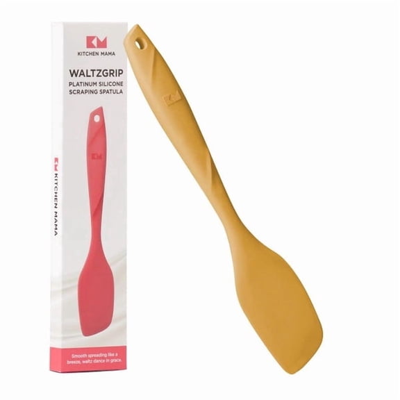 Kitchen Mama WaltzGrip Platinum Silicone Scraping Spatula: Non Stick for Frying Pan (Yellow)