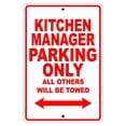 thumbnail image 1 of Kitchen Manager Parking Only Gift Decor Novelty Garage Metal Aluminum 12"x18" Sign, 1 of 1