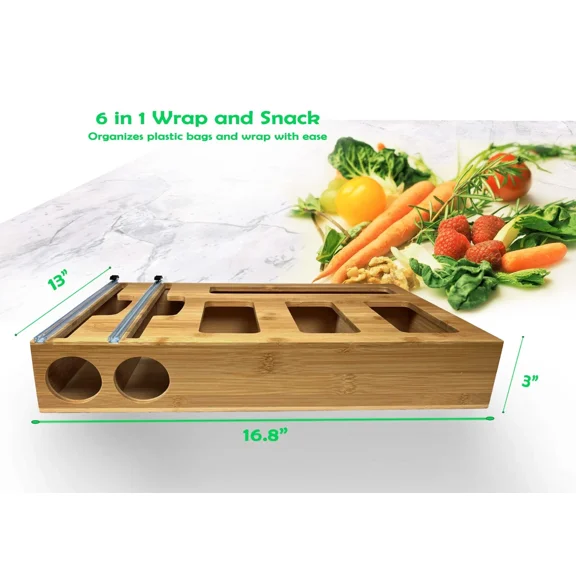 Kitchen Mantis 6 In 1 Wrap Organizer & Storage Bag Holder - Precise- Easy To Use