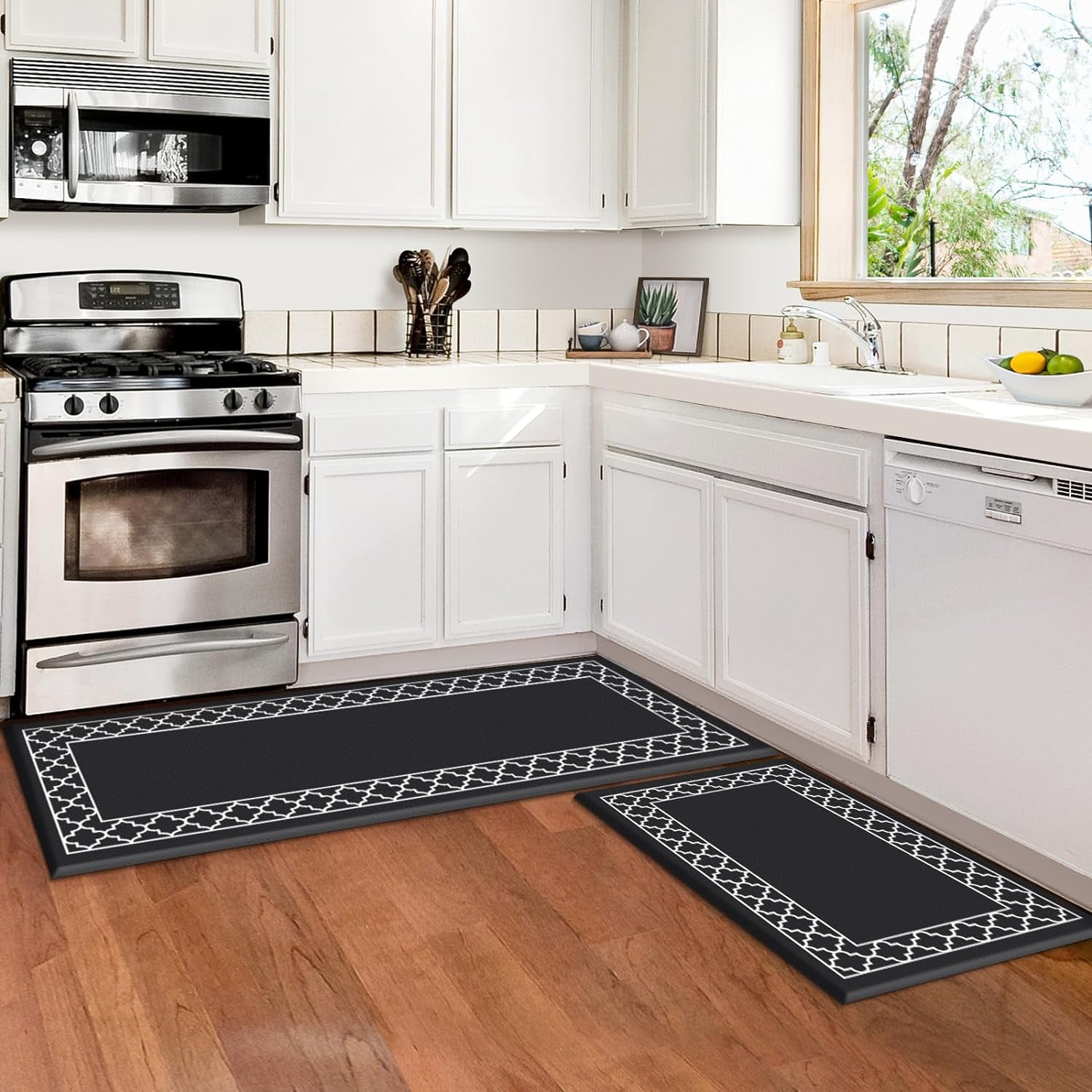 Kitchen Mat [2 PCS] Cushioned 0.47 inch Anti Fatigue Kitchen Rug Non ...