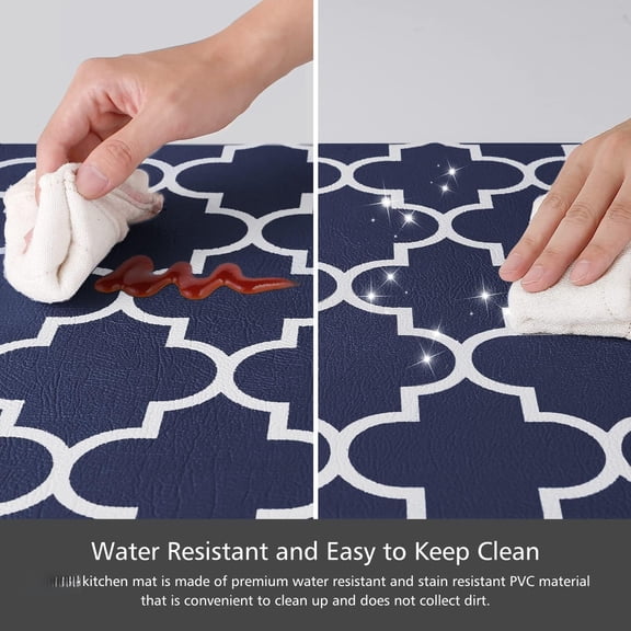 Kitchen Mat [2 PCS] Cushioned Anti-Fatigue Area Rug Sets, Waterproof Non-Slip Kitchen Mats and Rugs Heavy Duty PVC Ergonomic Comfort Foam Rug for Kitchen, Floor Home, Office, Sink,Blue