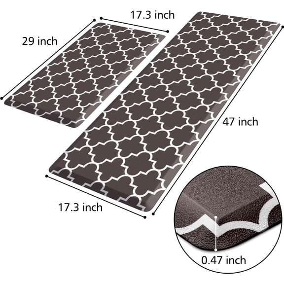 Kitchen Mat [2 PCS] Cushioned Anti-Fatigue Kitchen Rug, Waterproof Non-Slip Kitchen Mats and Rugs Heavy Duty PVC Ergonomic Comfort Standing Foam Mat for Kitchen, Office, Sink, Laundry,Red