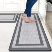 Kitchen Mat [2 PCS] Cushioned Anti-Fatigue Rugs Non-Skid Waterproof Ergonomic Comfort Standing Mat for Kitchen, Floor, Office, Sink, Laundry, Gray and Gray